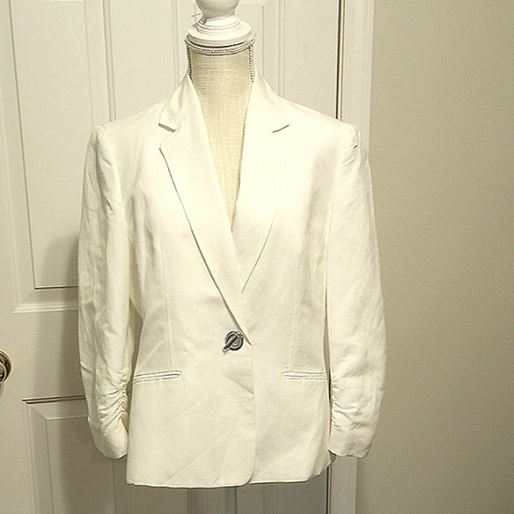 Elegant White Linen/Viscose Blazer